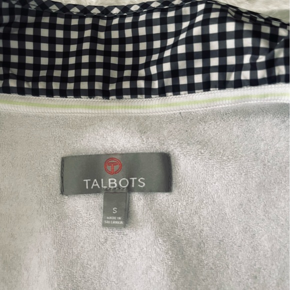 Talbots black and white gingham check lightweight vest, Terry cloth lining, S - Picture 5 of 11